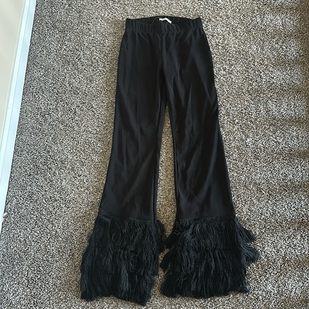 Zara Black Fringe Pants